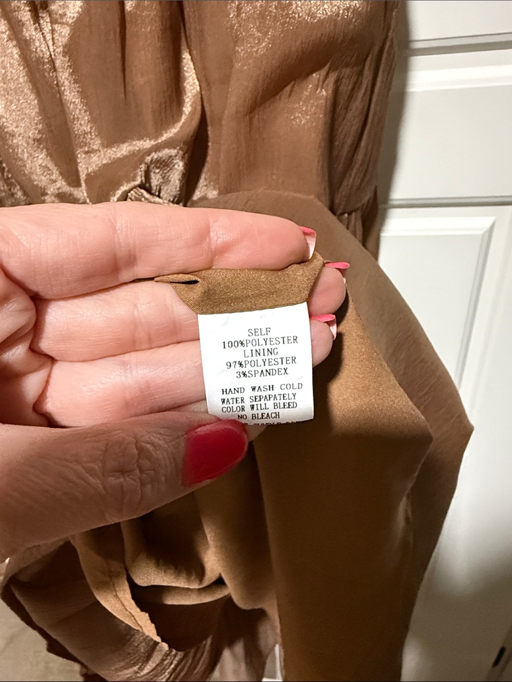 Pinch L SATIN TIERED MAXI DRESS mocha brown sateen large sheen smocked - Picture 7 of 8